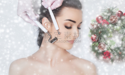 医疗流程,雪花,美容院,辅导讲座,新年前夕,女人,人的脸部,花环,特写,做