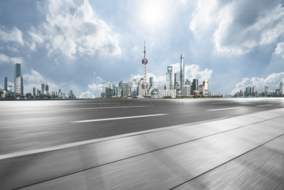 上海,市区路,天空,水平画幅,云,无人,户外,都市风景,现代,陆家嘴