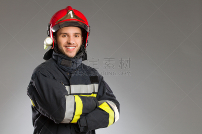 消防员,快乐,双臂交叉,留白,半身像,制服,男性,仅男人,仅成年人,青年人