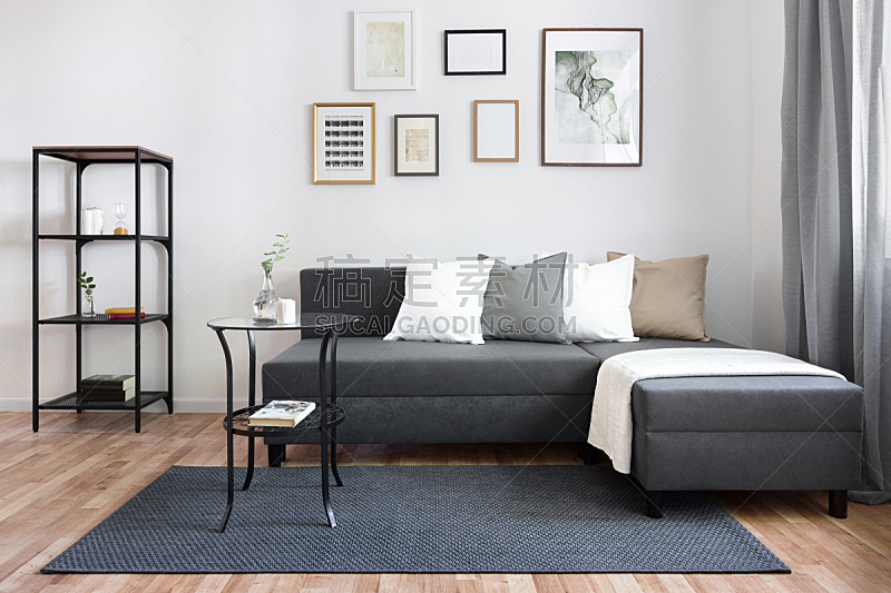 沙发,现代,起居室,茶几,照明设备,边框,灰色,软垫,地板,复古风格