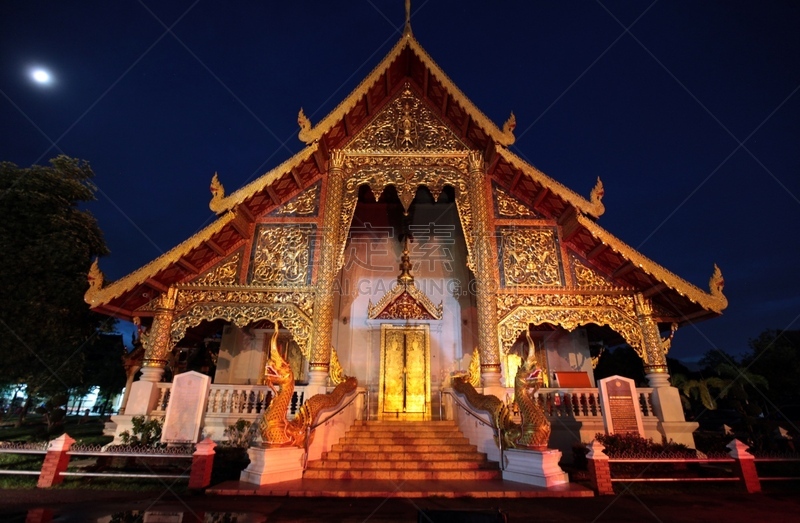 帕辛寺,亚洲,清迈省,泰国,僧院,水平画幅,建筑,寺庙,无人,图像