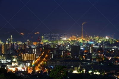夜晚,工厂,山口县,烟囱,水平画幅,无人,摄影