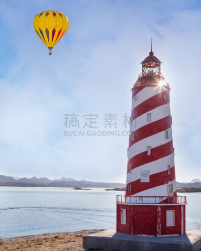 灯塔楼,热气球,垂直画幅,哈瓦苏湖城,气球节,无人,建筑外部,户外,哈瓦苏湖,镜头眩光