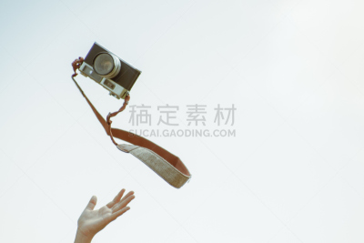 古老的,相机,平衡折角灯,进行中,半空中,条纹,人,自由,概念,风