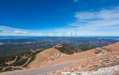 屈体,科罗拉多州,路,泉,螺旋弹簧,天空,公园,水平画幅,山,雪