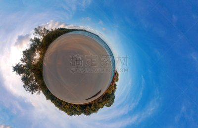 360度景观,寂寞,行星,岛,小的,城市天际线,文凭,水平画幅,坐船遇难的人,蓝色