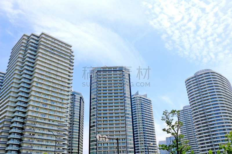 横滨,公寓,塔,并排,天空,城镇景观,未来,外立面,水平画幅,无人