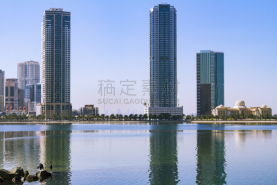 泻湖,阿拉巴马州,建筑外部,沙迦酋长国,沙迦城市,湖岸,水平画幅,建筑,无人,全景
