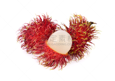 清新,红毛丹,去皮的,完整,白色背景,农业,泰国食品,背景分离,食品,泰国