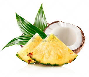 椰子,菠萝,分离着色,一半的,褐色,圆形,水平画幅,水果,无人,乌克兰