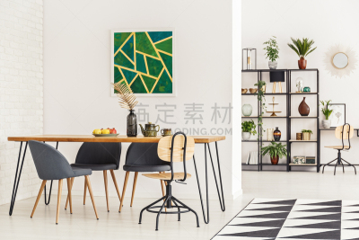 餐桌,木制,水平画幅,椅子,家庭生活,架子,几何形状,家具,金属,明亮