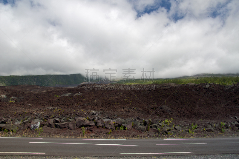 留尼汪（法属）,熔岩,田地,弗尔乃斯火山,岩面,天空,水平画幅,无人,火山地形,户外