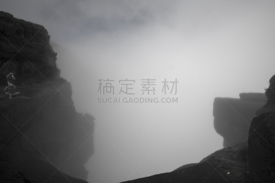 罗赖马山,雾,风景,奇异的,在下面,在上面,天空,水平画幅,瀑布,无人