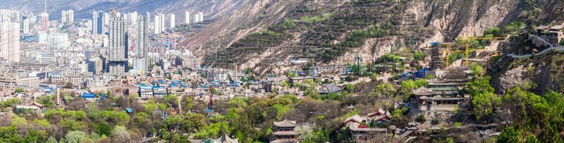 兰州,甘肃省,在边上,地质公园,泉,五个物体,山,传统,横截面,山脊