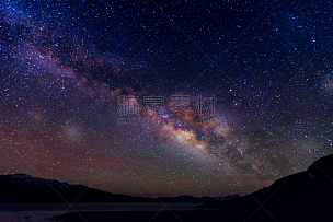 银河系,星系,山,在上面,沙漠,天空,美,水平画幅,夜晚,无人