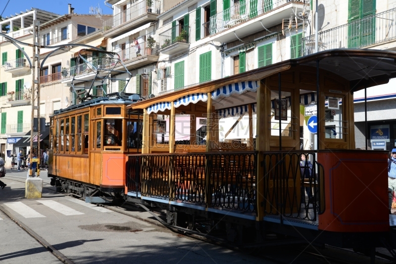 puerto de soller,马略卡,有轨电车,水平画幅,无人,缆车,交通,西班牙,摄影