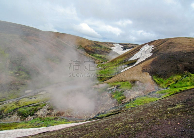 山脉,蒸汽,温泉,宏伟,fjallabak nature reserve,冰岛中部,有包装的,兰德玛纳,活力,深的