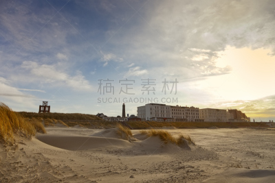 散步道,博尔库姆岛,海滩,滨草,东弗里西亚,水平画幅,建筑,无人,德国北海地区,建筑外部
