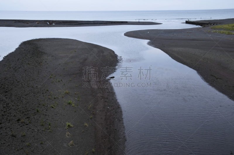 河口,水平画幅,沙子,无人,暴雨,淡水,水灾,河流,地平线