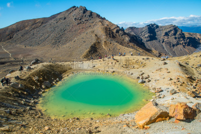 山,新西兰北岛,新西兰,地形,痕迹,翡翠湖,横越,旅途,世界遗产,沙漠