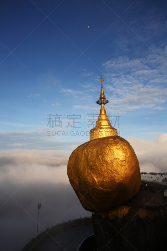 吉谛瑜佛塔,垂直画幅,天空,留白,灵性,缅甸,高视角,无人,巨大的,户外