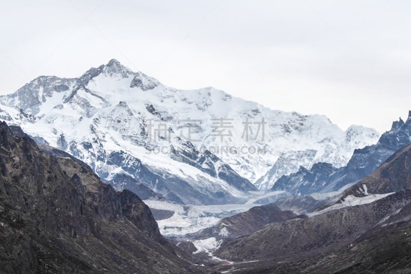 徒步旅行,锡金,高山辉,水平画幅,山,雪,无人,喜马拉雅山脉,早晨,户外