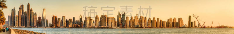 阿拉伯联合酋长国,迪拜,全景,游艇,滨海湾 ,云,迪拜码头,华贵,黄昏,波斯湾