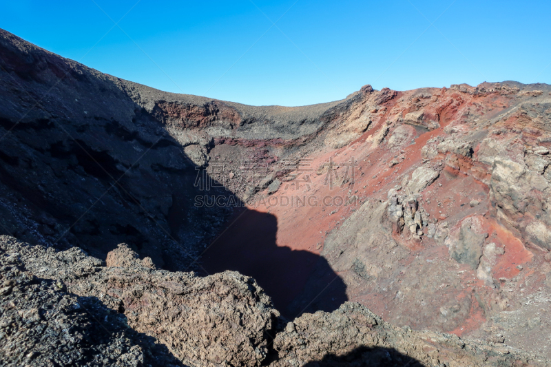 火山,火山喷口,里面,瑞典,北美歌雀,timanfaya national park,岩石,户外,天空,火山口