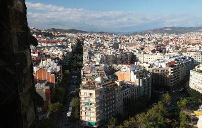 巴塞罗那,都市风景,安东尼奥·高迪,旅游目的地,水平画幅,高视角,建筑,无人,欧洲