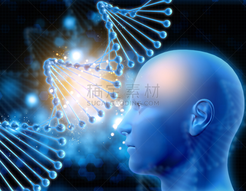 三维图形,健康保健,脱氧核糖核酸,背景,人的头部,男性,显微镜,水平画幅,微生物学,绘画插图