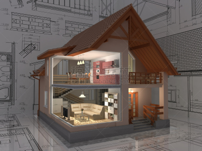 房屋,横截面,等角投影,绘画插图,地毯,灯,家具,文档,居住区,想法