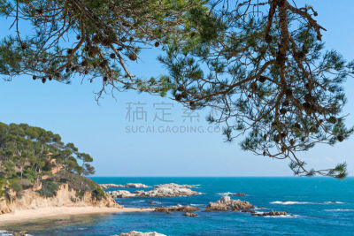 海岸线,西班牙,勇气,赫罗纳,陡峭海岸,赫罗纳省,歌剧院,特萨德玛,地中海,夏天