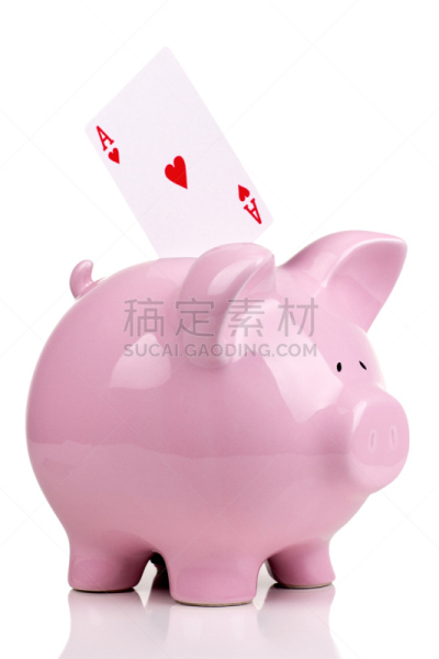 小猪扑满,红桃a,金叶,垂直画幅,储蓄,银行,进行中,货物集装箱,白色,容器
