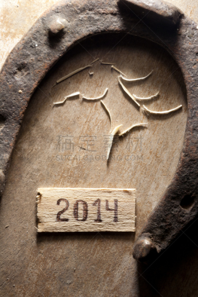 2014年,垂直画幅,贺卡,马年,符号,日历,标签,动物身体部位,传单