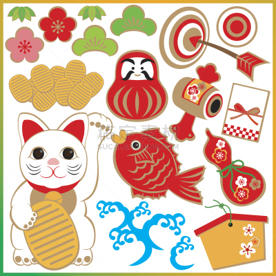 式样,日本,俄亥俄河,孪生斑笛鲷,招财猫,美,绘画插图,新年,日本人,猫