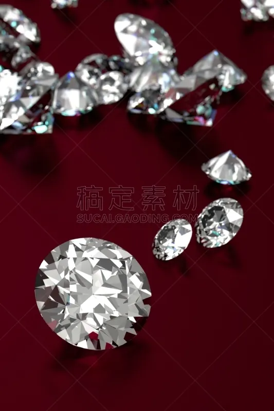 钻石 华贵 红色背景 垂直画幅 美 宝石 形状 无人 玻璃 纯净图片素材下载 稿定素材
