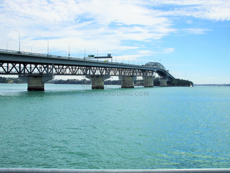 奥克兰海港大桥,waitemata harbour,旅游目的地,水平画幅,建筑,无人,海港,当地著名景点,新西兰北岛,船