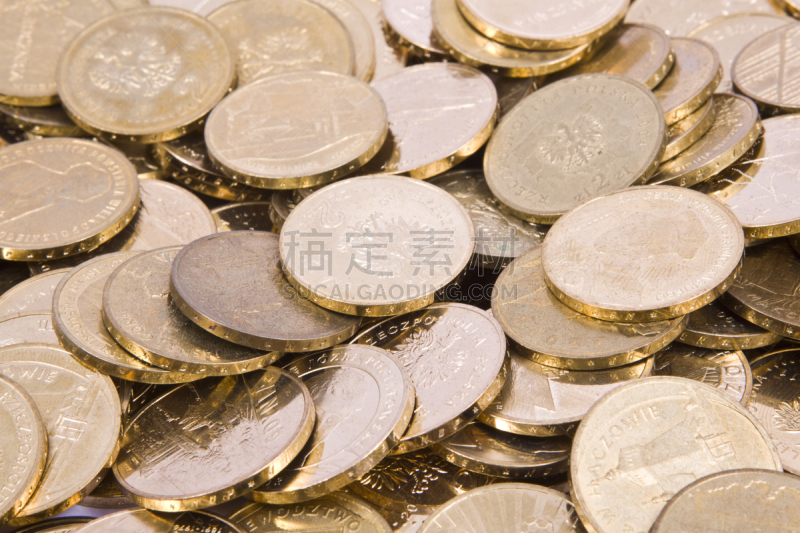 波兰兹罗提,概念和主题,圆形,水平画幅,无人,金融,欧洲,金融和经济,金属,特写