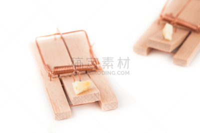 捕鼠器,一对,正面视角,留白,水平画幅,白色背景,奶酪,鼠,陷阱,特写