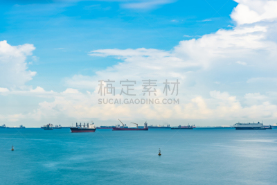 新加坡市,游艇码头,天空,海景,货船,滨海湾 ,非美国地点,水平画幅,新加坡,无人