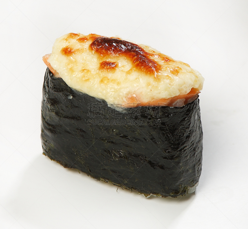 寿司,奶酪酱,特写,白色背景,水平画幅,开胃品,传统,生食,膳食,海产