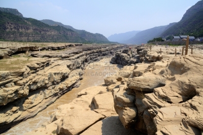 壶口瀑布,黄河,陕西省,中国,山西省,著名自然景观,沟壑,中国东北部,天空,水平画幅