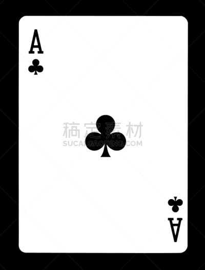 梅花a,纸牌,进行中,黑色背景,分离着色,垂直画幅,新的,扑克牌a,白色背景,套装