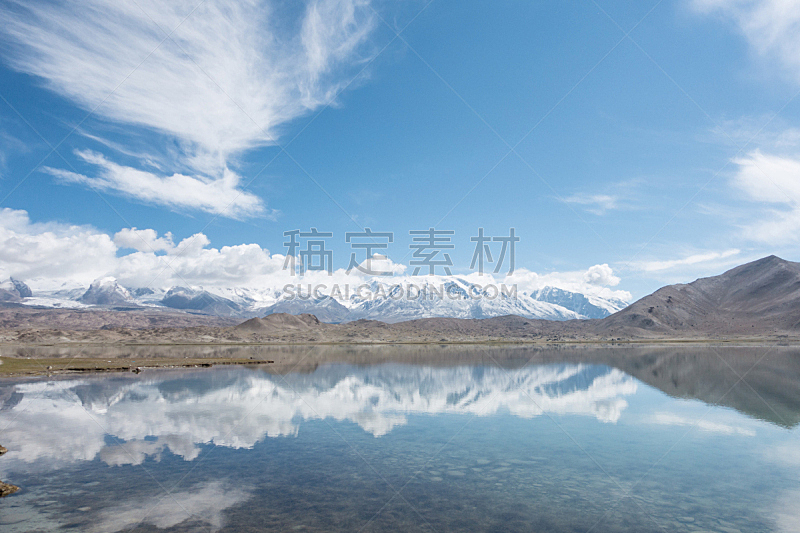湖,山,中国,水平画幅,绿色,地形,岩石,雪,无人,蓝色
