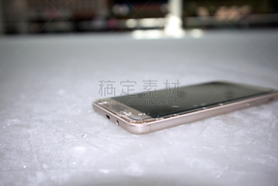 现代,智能手机,玻璃,破碎的,冰块,显示器,寒冷,冰箱,技术,坏掉的