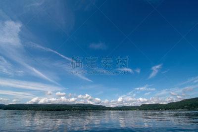 风景,张伯伦湖,水,天空,美,水平画幅,云,无人,夏天,户外