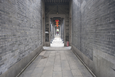 庭院,清朝,广州,石墙,灯笼,水平画幅,门廊,建筑,无人,建筑外部