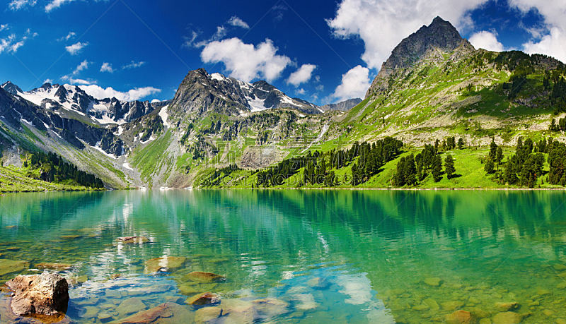 湖,山,自然,水平画幅,岩石,雪,无人,夏天,户外,山谷