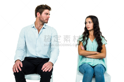 异性恋,不理的,修改系列,椅子,正面视角,水平画幅,女朋友,船尾,伴侣,白人