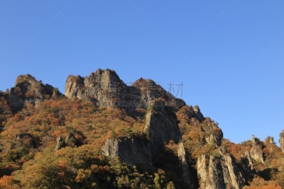 山,秋天,日本,妙义町,群马县,彩色图片,天空,美,休闲活动,水平画幅